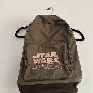 Vintage Star Wars Episode I The Phantom Menace Canvas Backpack Olive Brown Bag